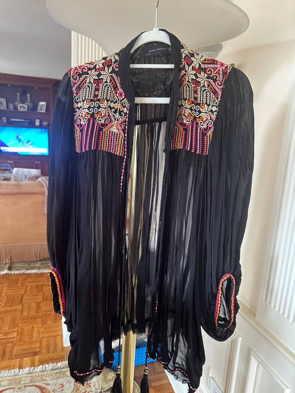Zara Black Metallic Jacquard Lined Jacket